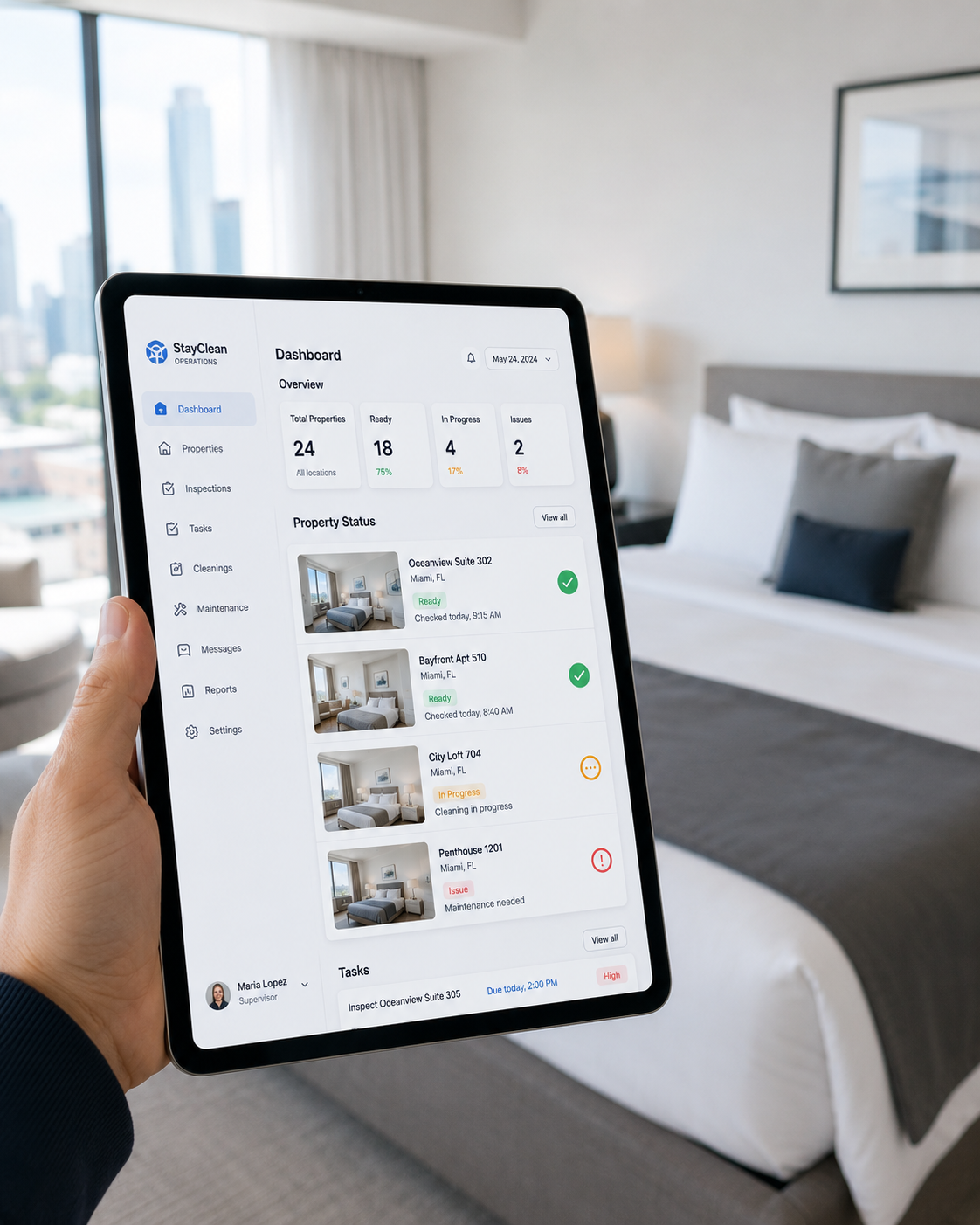 Turnexa operations dashboard on tablet